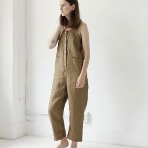 Beaton Linen Pocket Jumpsuit in Stone